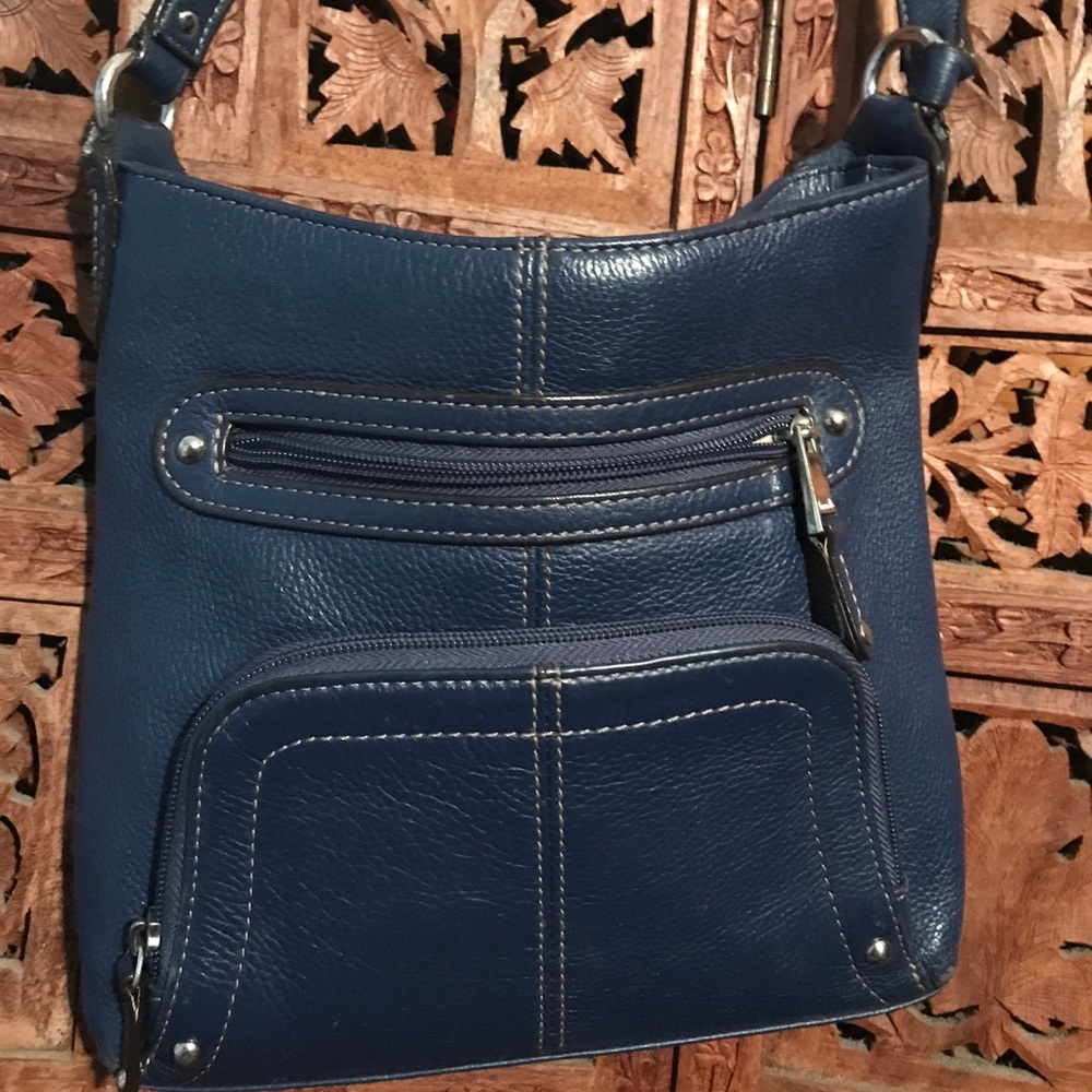 TIGNANELLO Blue Leather Cross-Body Purse